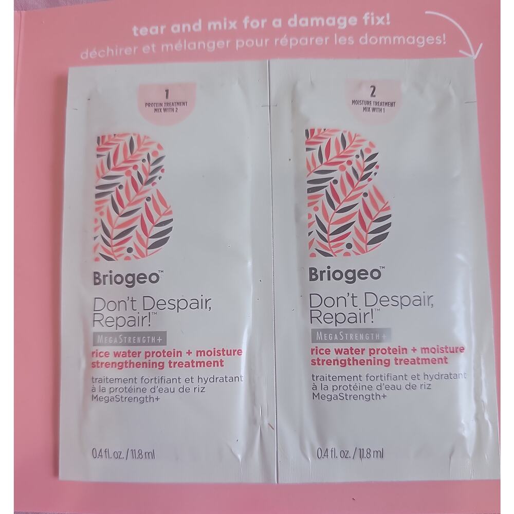 NEW Briogeo Two Step Hair Treatment Rice Water Protein Sample Travel Pack Repair
